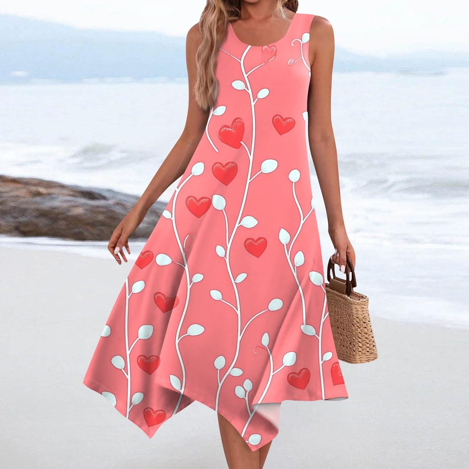 

Женское повседневное модное платье миди без рукавов с круглым вырезом и нерегулярным подолом XXL