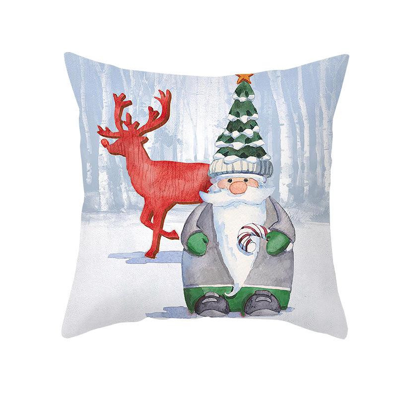 Cartoon Printed Christmas Pillow Case Peach Skin Santa Claus Wish Pillow Home Sofa Cushion