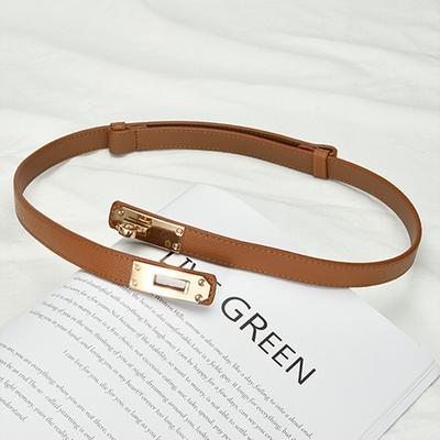 Leather Thin Belt Women'S  Casual Accessories Girdle With Metal Buckle