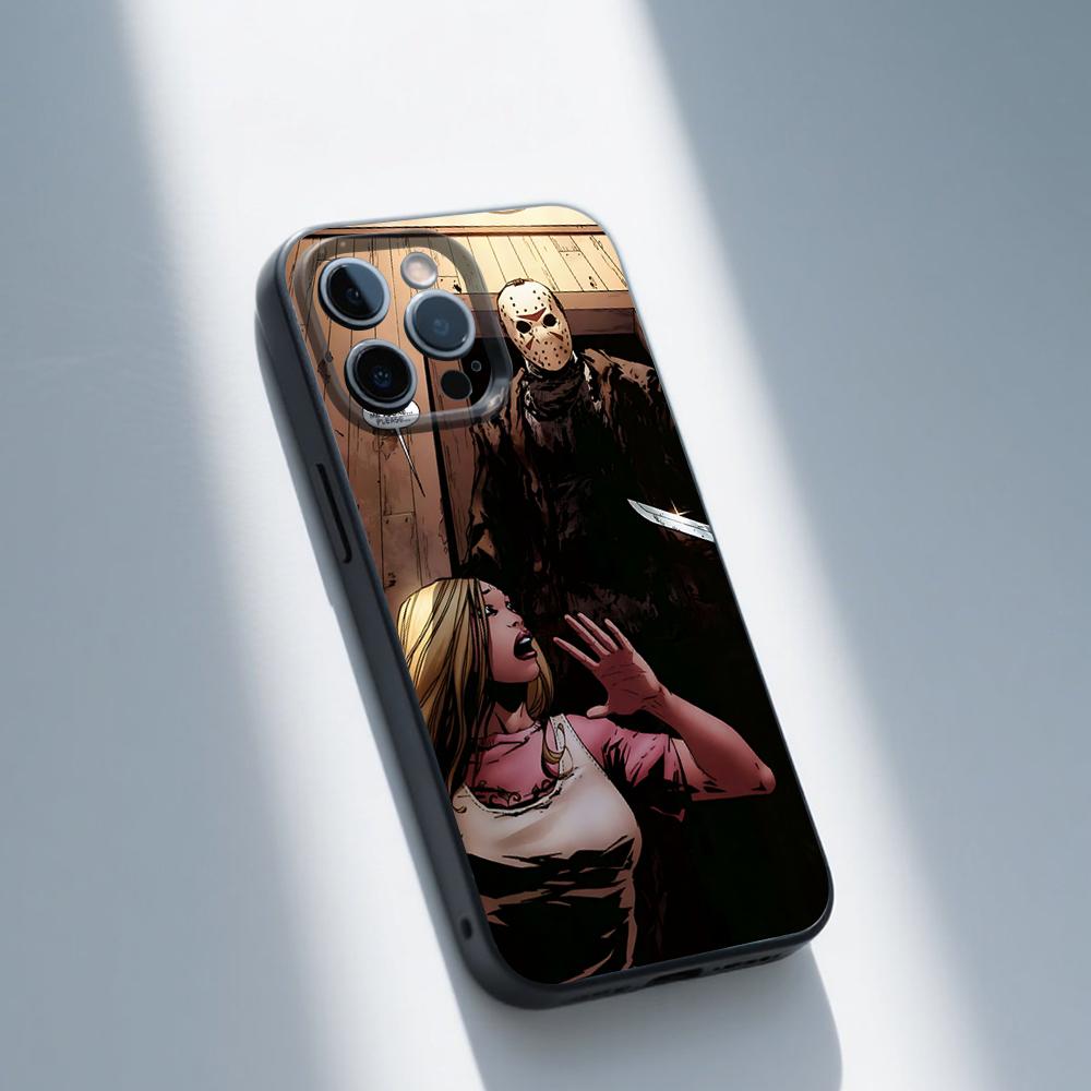 J-Jason Mask V-Voorhees Phone Case For iPhone 16,15,14,13,12,11,Pro,Max,Plus,X,XS,SE,E,Mini,Soft Silicone Black Case