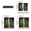 2Pcs French Window Landscape Glass Curtains Natural Green Scenery Outside The Window For Bedroom Bathroom Living Room Dining