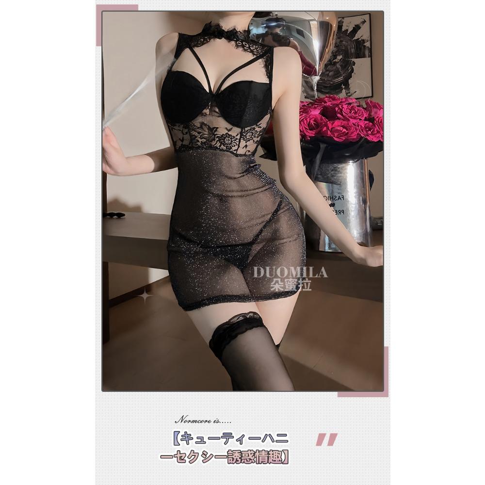 Domila's New Sexy Underwear Is Pure Perspective, Bright Silk Lace-up Temptation, Hot Split-end Nightclub Style Girl Nightdress Bed