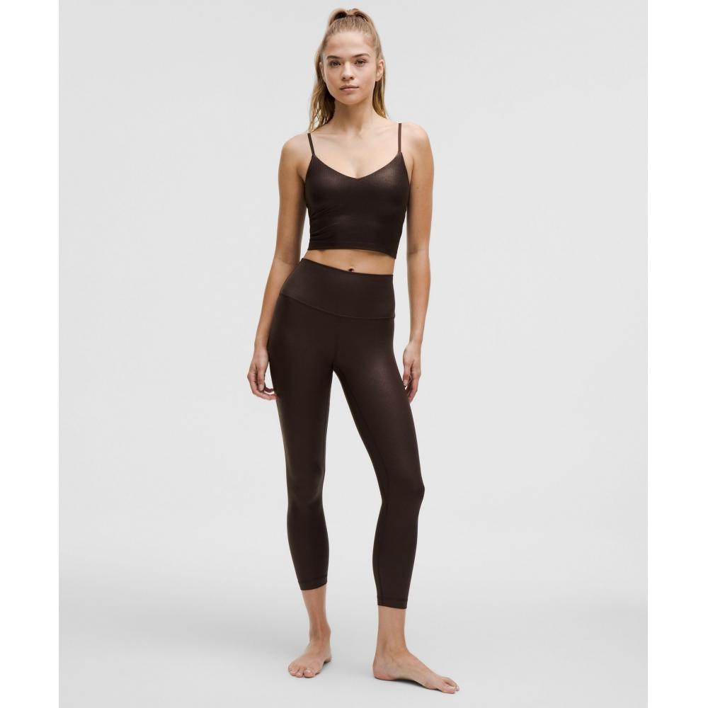 Lululemon Align  High Rise Ribbed Pant 25   Shine Radiate Foil Print Espresso