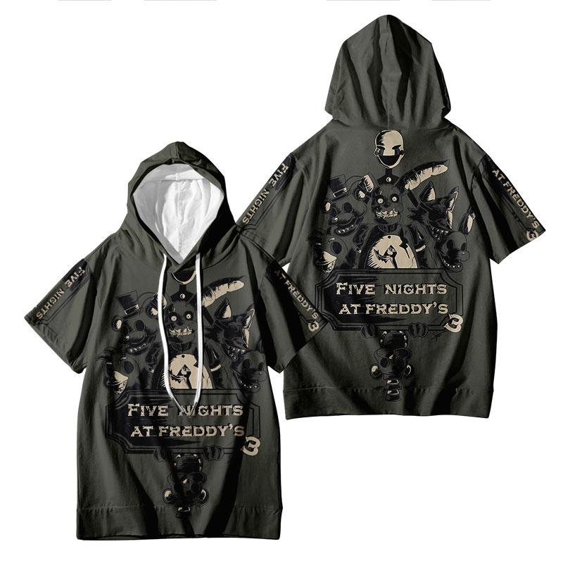 

Летние футболки с капюшоном Five Nights At Freddy s, мужские футболки с капюшоном с короткими рукавами, легкий пуловер, повседневные спортивные толстовки, топы