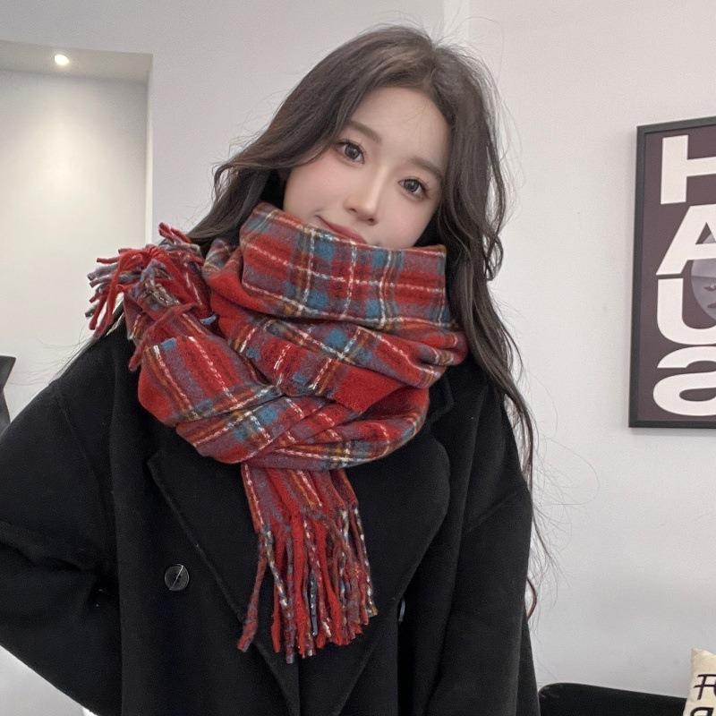 Christmas gift couple scarf women's autumn and winter high-end feeling warm versatile knitted scarf atmosphere cashmere