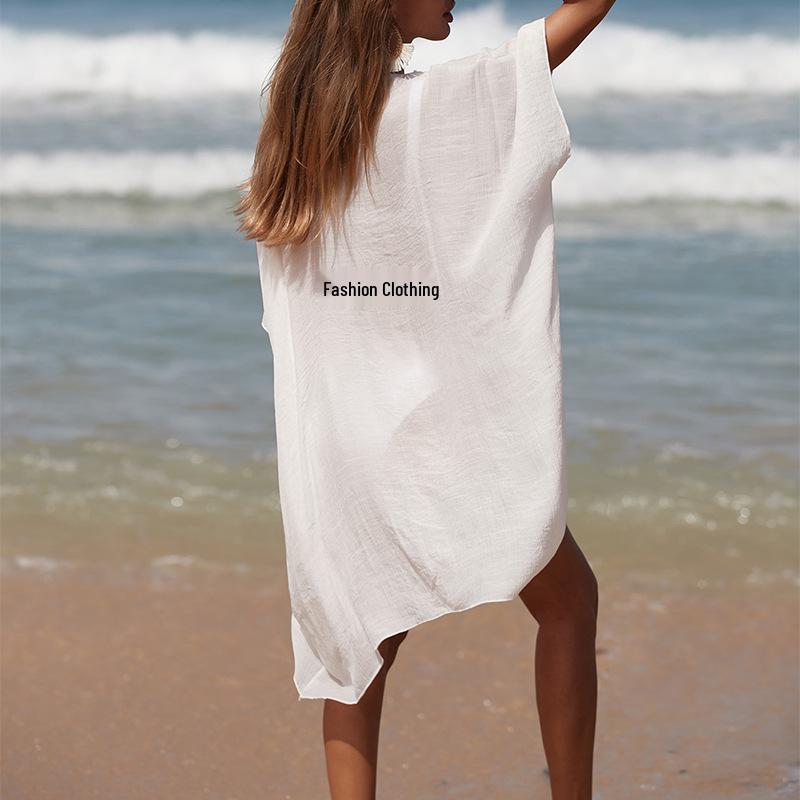 Ručně háčkované plážové přehozy: Průsvitný, Středně dlouhý, Ochrana před sluncem