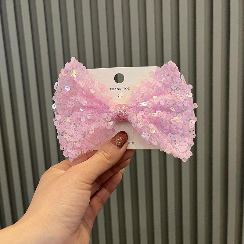 Korean Princess Style Bow Hair Clip with Colorful Sequins for Girls