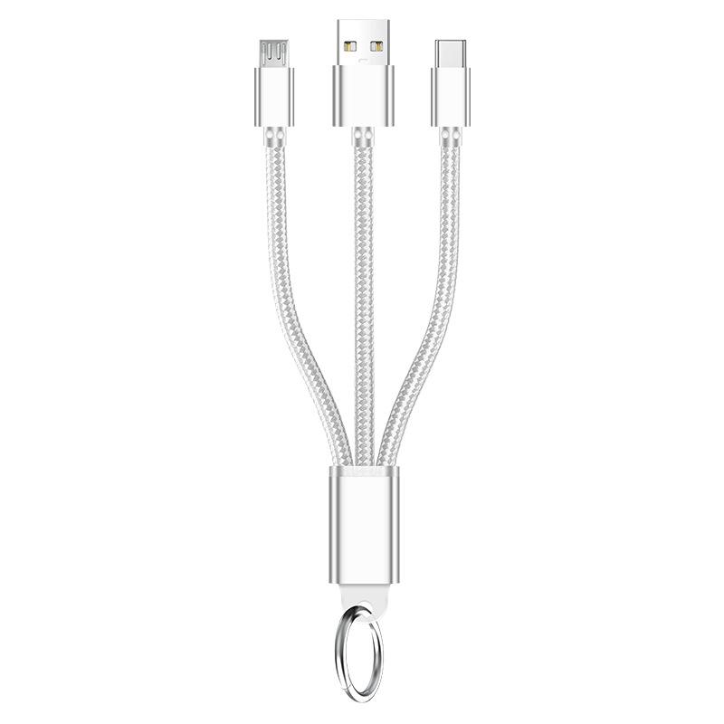 

Three-in-One Keychain Short Cable: Fast Charge & Data for Android & TYPE-C No Packaging