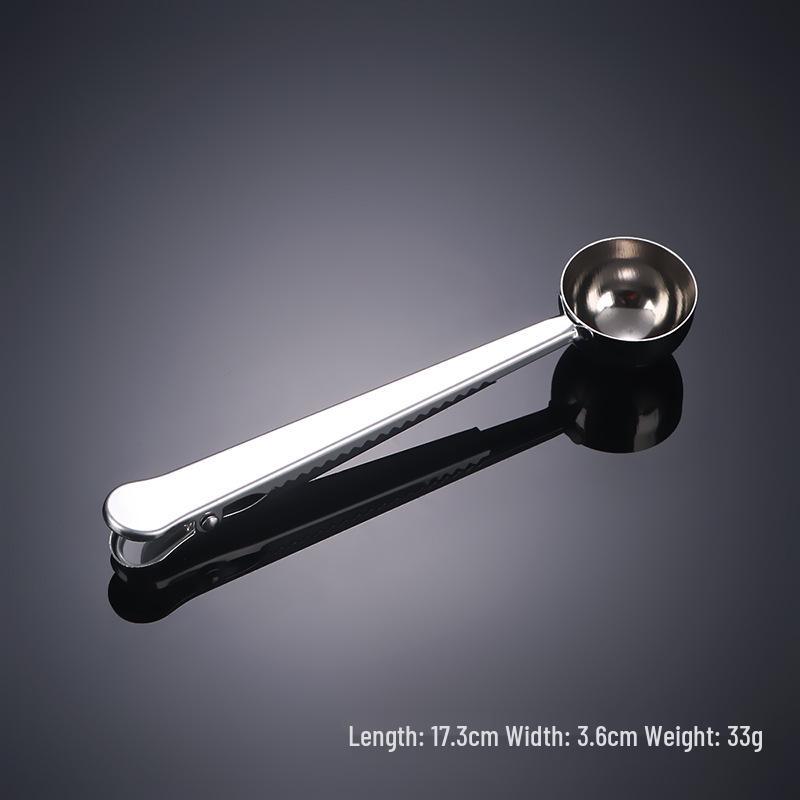 

304 Stainless Steel Dual-Function Measuring Spoon and Food Sealing Clip for Coffee and Milk Powder