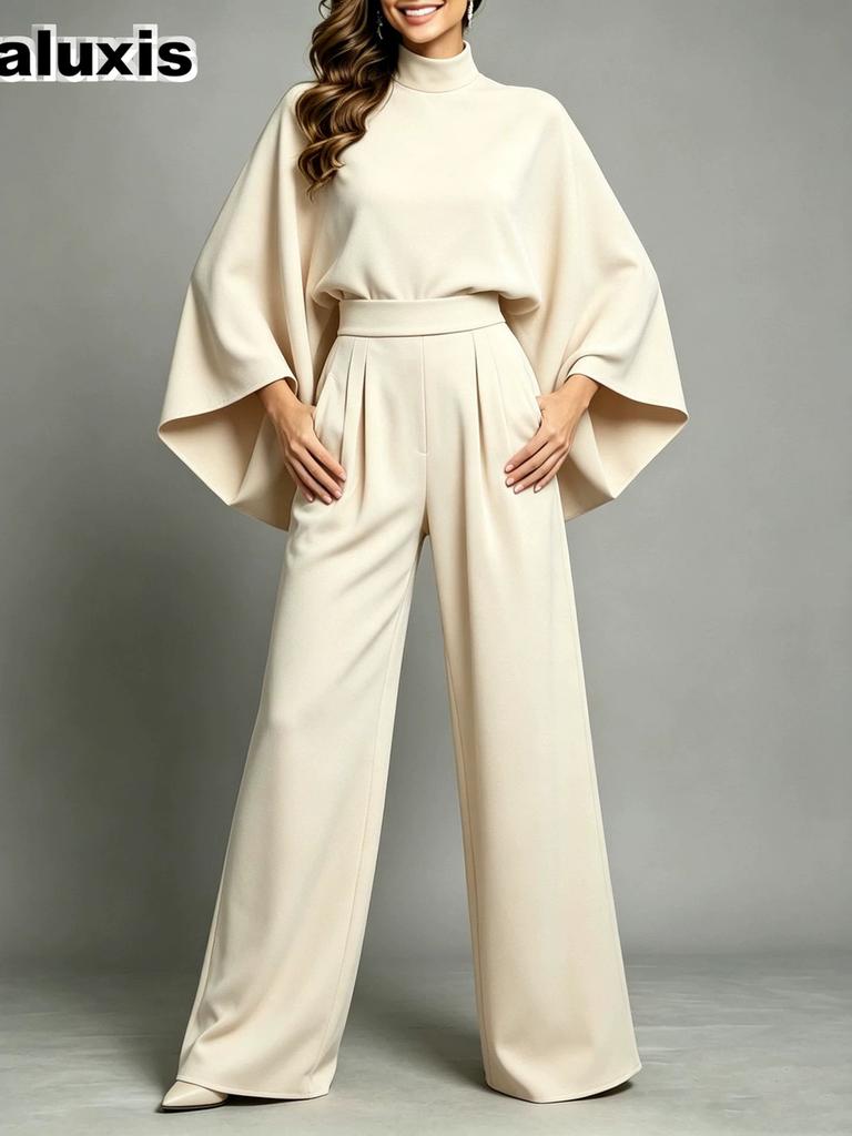 Women's Autumn Winter Long Sleeve Wide Leg Set Loose Fashion Over Size Thick Casual Two Piece Outfit
