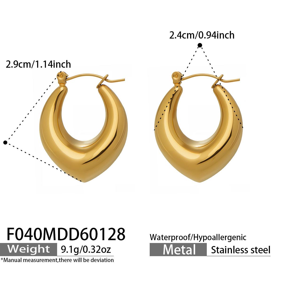 French Marka Fashion Niche U-Shaped Earrings, Stainless Steel with 18k Gold Plating – Versatile Cross-Border Ear Jewelry.