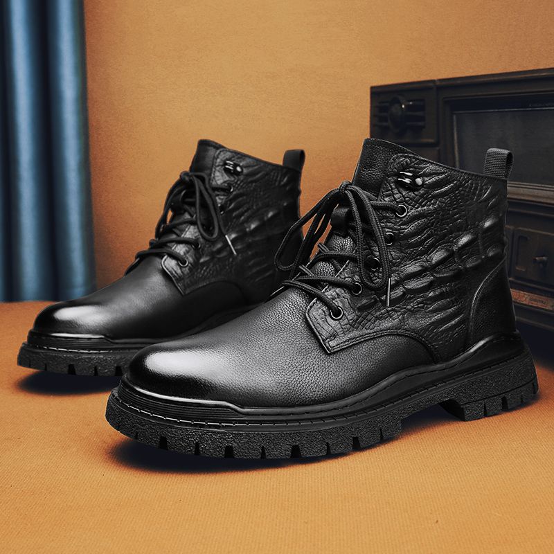 Popular Lace Up Leather Martin Boots Men's Spring and Autumn Boots