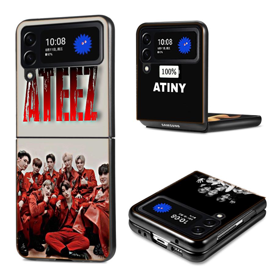 K-KPOP A-ATEEZ Coque Case For Samsung Galaxy Z Flip 7 6 Flip4 Flip5 Zflip3 Black Hard PC Phone Shell Protective Cover