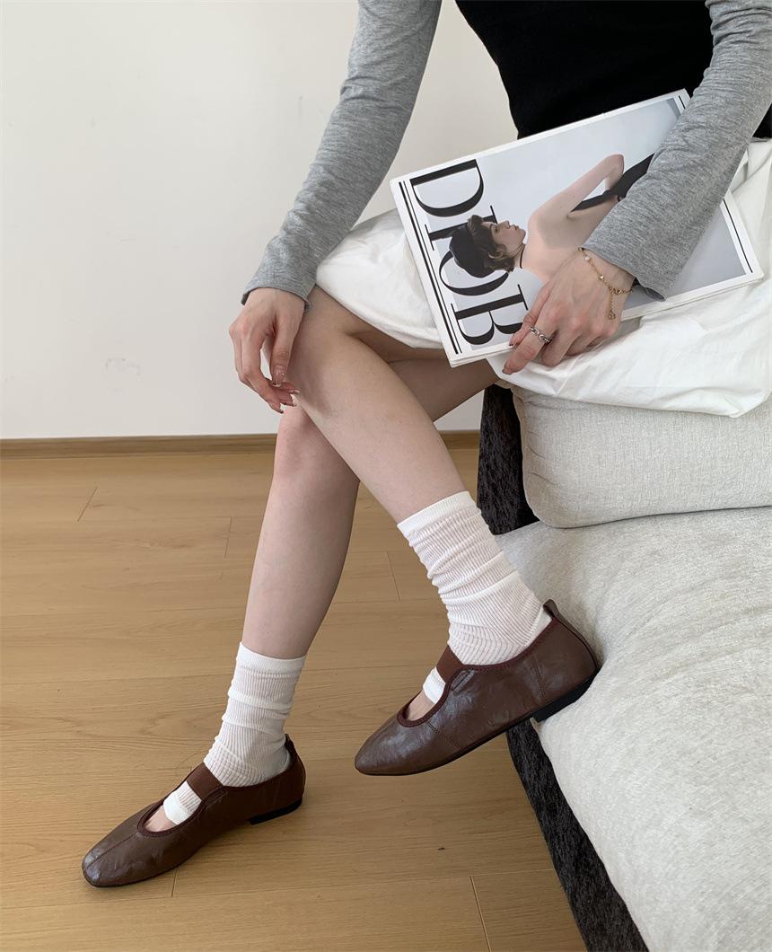 

Кожаная версия~ Летние туфли с квадратным носком и неглубоким вырезом, удобной мягкой подошвой, универсальные, модные, белые, женские, летние, одинарные 39 коричневый