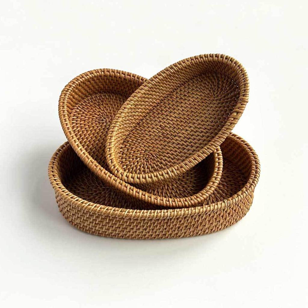 Rattan fruit plate fruit basket storage basket bread basket snack tray tea table snack tray woven basket
