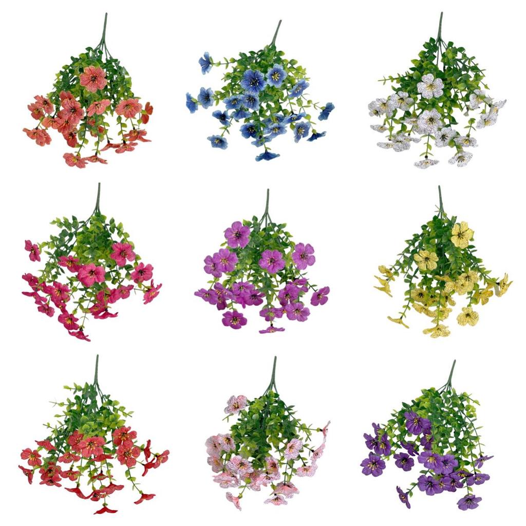 7-Fork Eucalyptus Violet Artificial Silk Flowers for Tabletop & Courtyard Decoration