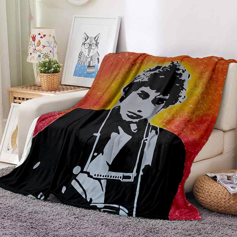 Retro Cool B-Bob Dylan Merchandise Blanket Fleece Home Popular Singer Throw Blanket Cozy Ultra-Soft for Couch Quilt