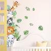 Door Stickers Jungle Animals Elephant Giraffe Wall Sticker for Rooms Baby Nursery Children's Vinyl Decals