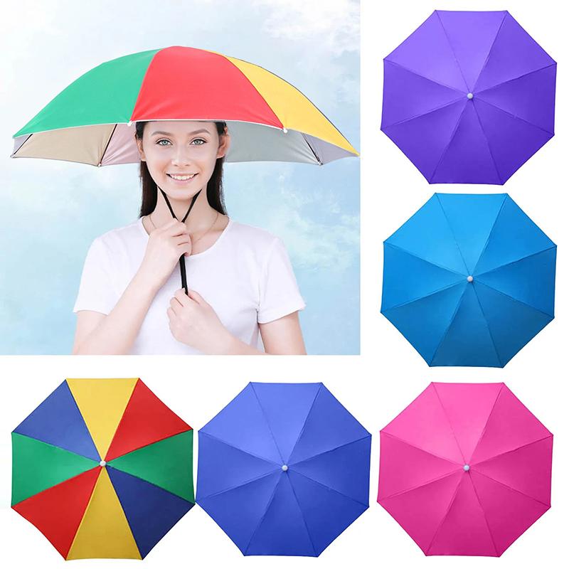 Kopfmontierter Regenschirm Faltbar Wasserdicht UV-Schutz Sonne Regen Kappe Für Outdoor Angeln Camping Strand Für Männer Frauen