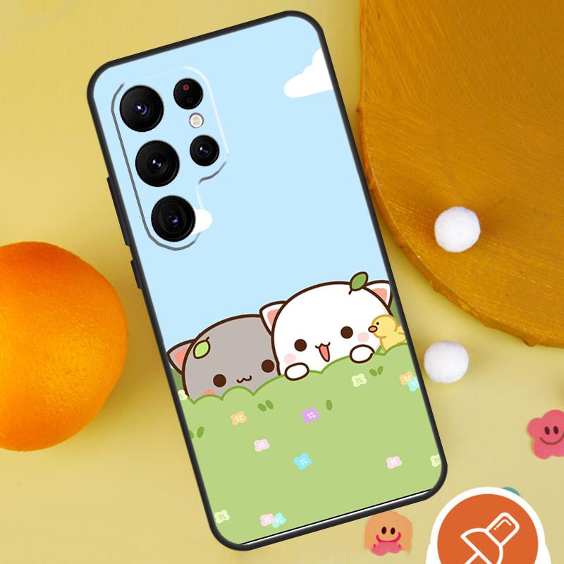 Peach And Goma Mochi Cat Case For Samsung Galaxy S22 S23 Ultra S20 FE S21 FE Note 10 20 Ultra S8 S9 S10 Plus Cover