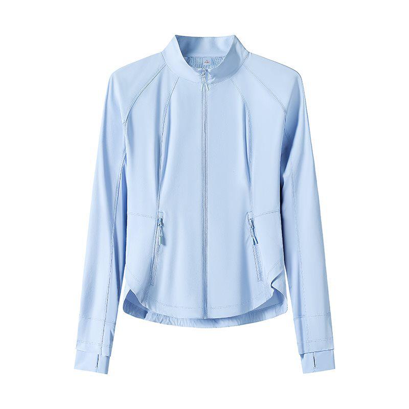 Women's Ice Silk Sun Protection Jacket, Stand Collar Slim Fit with High-Quality YKK Zipper, Thin, Breathable, and Skin-Friendly.