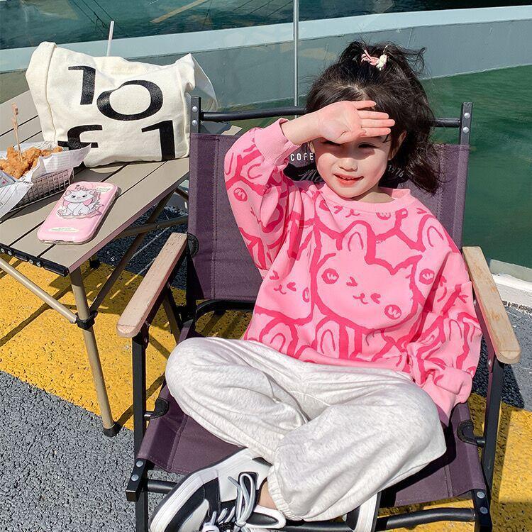 Girls Pink Long Sleeve Sweatshirt Stylish Spring Autumn Kids Top