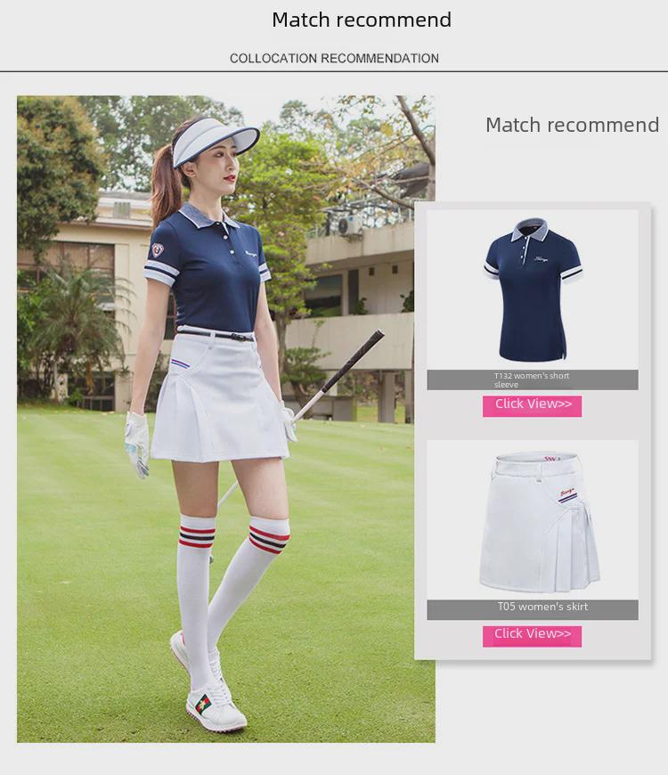 Women's Summer Lapel Golf T-Shirt - Korean Style Short-Sleeved Sports Top
