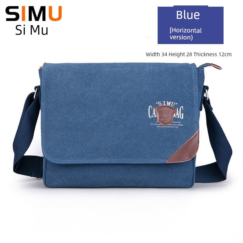 

Trendy New Arrival Canvas Men Large Capacity Shoulder Bag Retro Blue