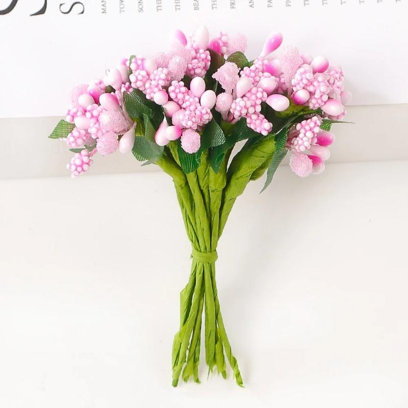 72Pcs Cherry Artificial Flower Heads Home Room Decoration Christmas Bouquet New Year 2025 Party Craft Flower Wreath Gift Accesso