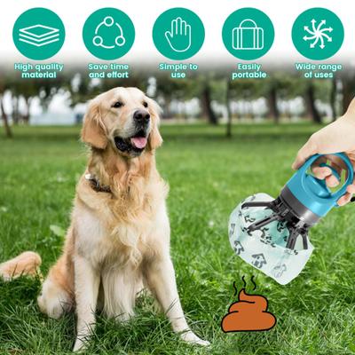 Dog Pooper Scooper with Bag Dispenser Portable Claw Poop Picker No-Touch Dog
