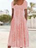 Sommer 2026 Boho-Stil Übergröße Bedrucktes Kleid mit Taschen für Damen