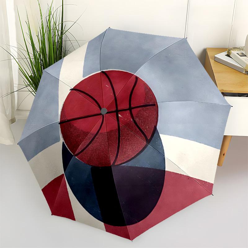 1 Stück Basketballplatz Automatischer Faltregenschirm - Kompaktes 8-Rippen-Design, Langlebiger Kunststoff & Eisen, Leicht für den Täglichen Außenbereich091