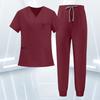 Women's Uniform Scrub Set - Quick-Dry V-Neck Short Sleeve Top with Pockets and Long Pants, Color