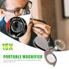 Portable 15X Folding Key Ring Mini Magnifier Key Chain Magnifying Durable Glass Loupe Pocket Tool Holiday Gift