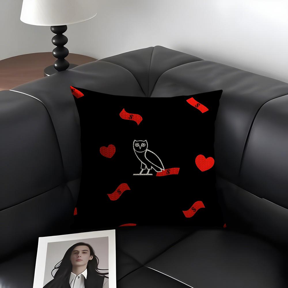 D-Drake O-Ovo Owl Cushion Cover Natural Linen Organic Fabric Double-Sided Printing Sofa Home Decor Gift Pillow Case