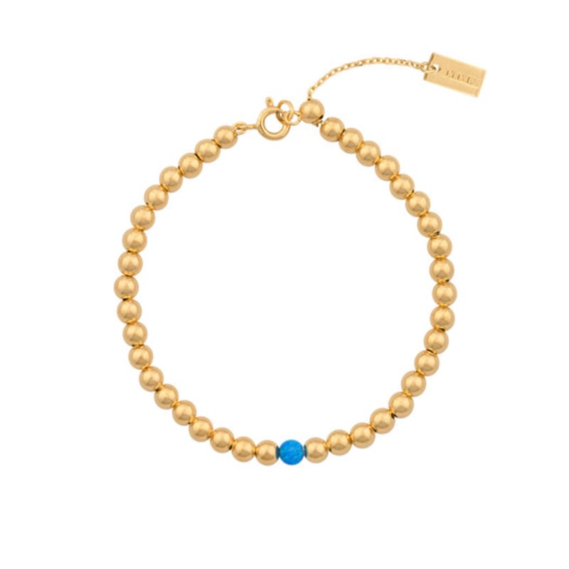 JYDDM 925 Silver Slide Ball Gemstone Bracelet (Blue Opal)