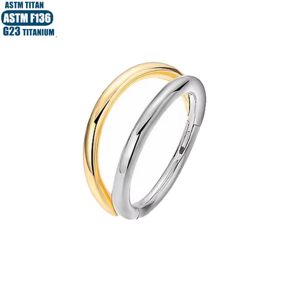 F136 Implant Grade Titanium Forked Nose Ring & Zirconia Seamless Stud Earring Set