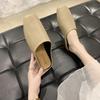 Baotou Half Slippers Women Wear Spring 2025 New Square Head Retro Internet Celebrity Heelless Office Cool Slippers
