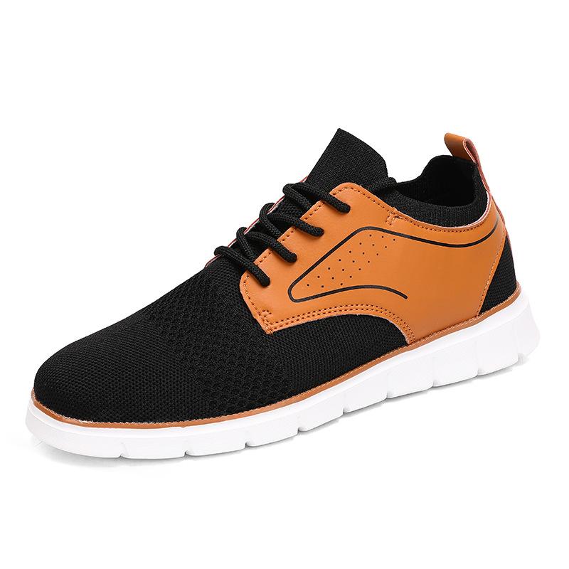 

Spring sports shoes large size fly-woven breathable mesh casual shoes lightweight outdoor running shoes 48 чорний