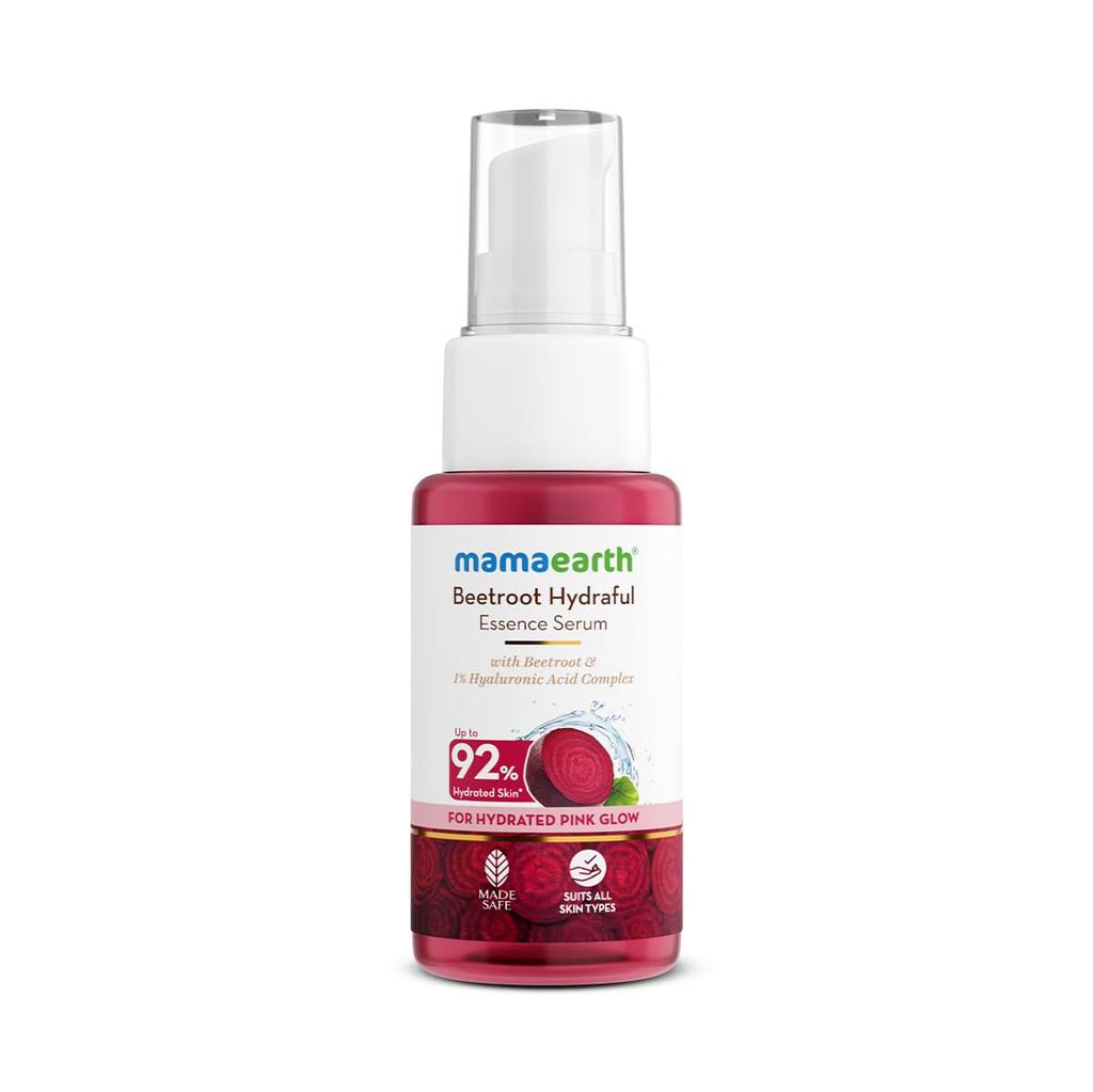 Mamaearth Beetroot Hydraful Essence Serum 50ml For Hydrated Glow With Hyaluronic Acid & Beetroot Extract | Plump Smooth Skin