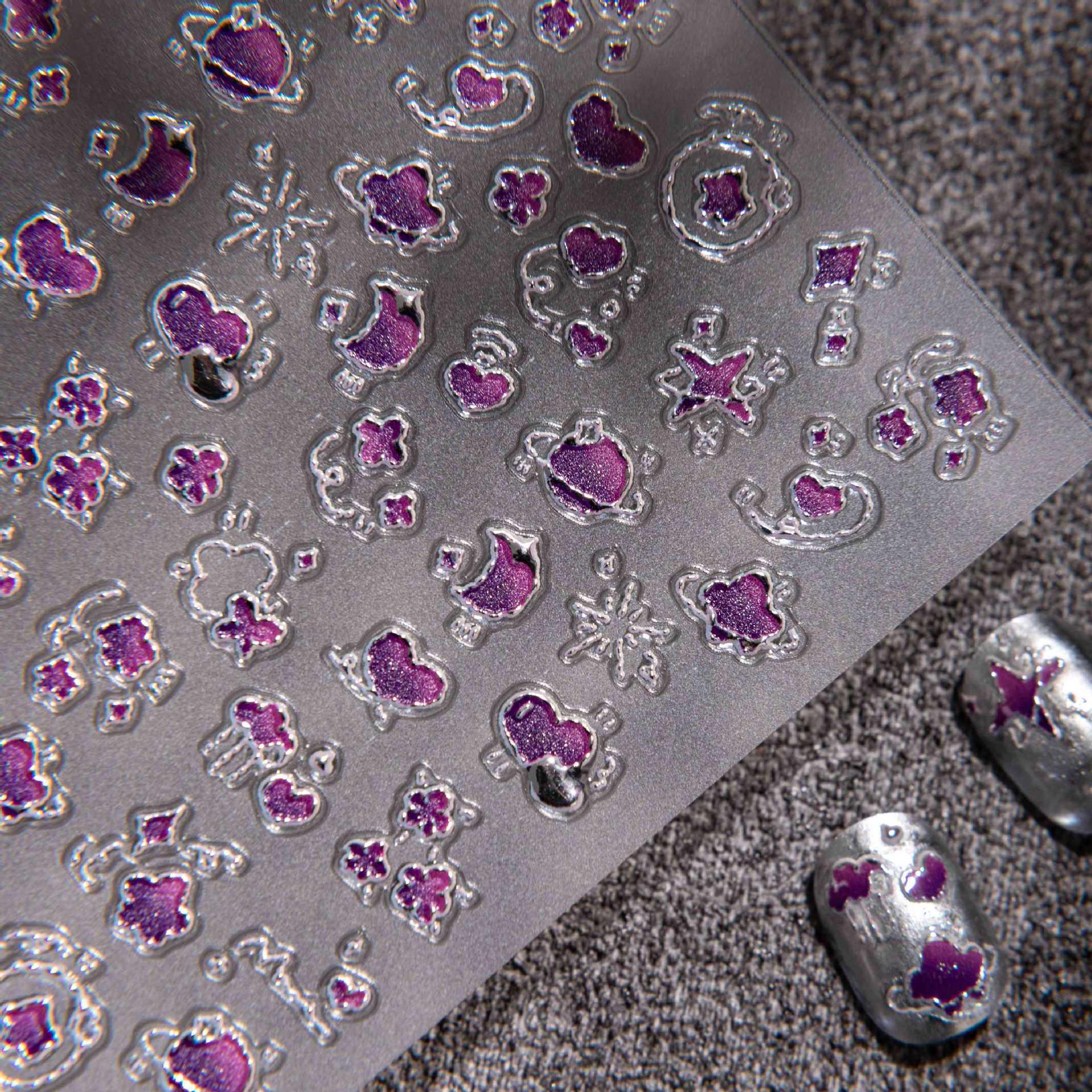 Cyansea Y2K Starry Sky Heart Nail Art Stickers for DIY Decoration CL-046-04