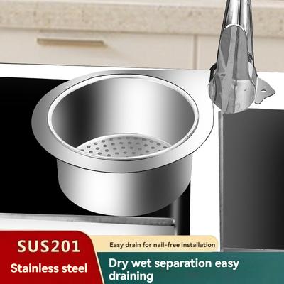 Stainless Steel Swan Sink Strainer Basket Kitchen Sink Garbage Filter Swan Dry and Wet Separation Hook Drain Rack