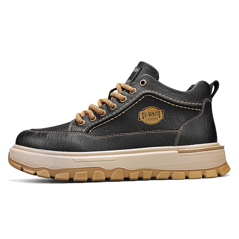 Autumn Winter Classic Brown Shoes for Men High-top Comfortable Platform Shoes Men Lace-up Work Shoes Casual Men Zapatos Hombre