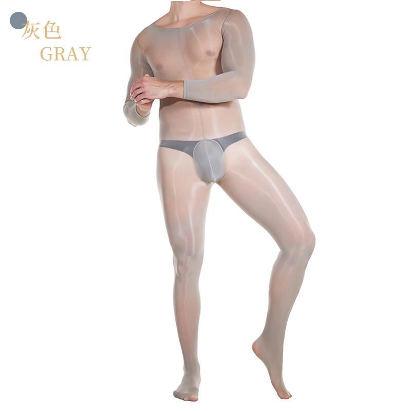 Qing Homer Oil Men's One-piece Stockings Bright Ultra-thin Sexy Jj Set Masturbation Plane Sex Bare Legs Tights