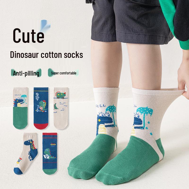 Yi Huo Kids' Spring & Autumn Combed Cotton Socks - Breathable, Sweat-Absorbing, Warm Socks for Boys and Girls.