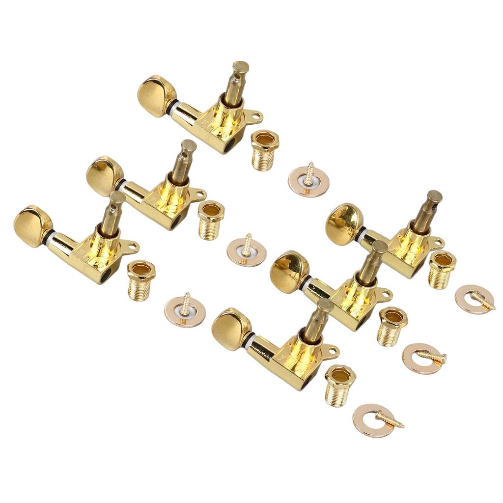 6Pcs Full Closed Guitar Tuning Key Accurate Fast Operation Stable Metal Tuning Pegs for Acoustic Electric Guitar Gold 6L