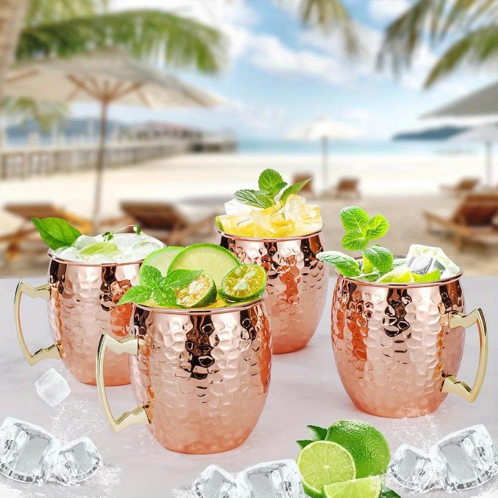1pc Moscow Mule Mugs Hammered Copper Cups with Stainless Steel Lining and Gold Brass Handles for Cold Drinks Beer Wine Bars Parties