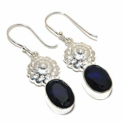 

Natural London Blue Topaz Gemstone 925 Sterling Silver Earring 1.81 d8S28