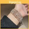 Geometric Silver Copper Bangle With Rhinestone Embellishments For Fashion Women