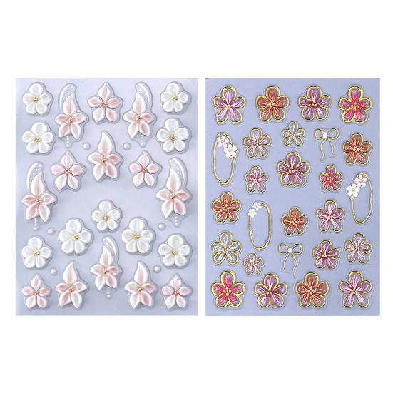 5D Embossed Flower Nail Stickers Self-Adhesive DIY Spring Summer Floral Nail Art Decals